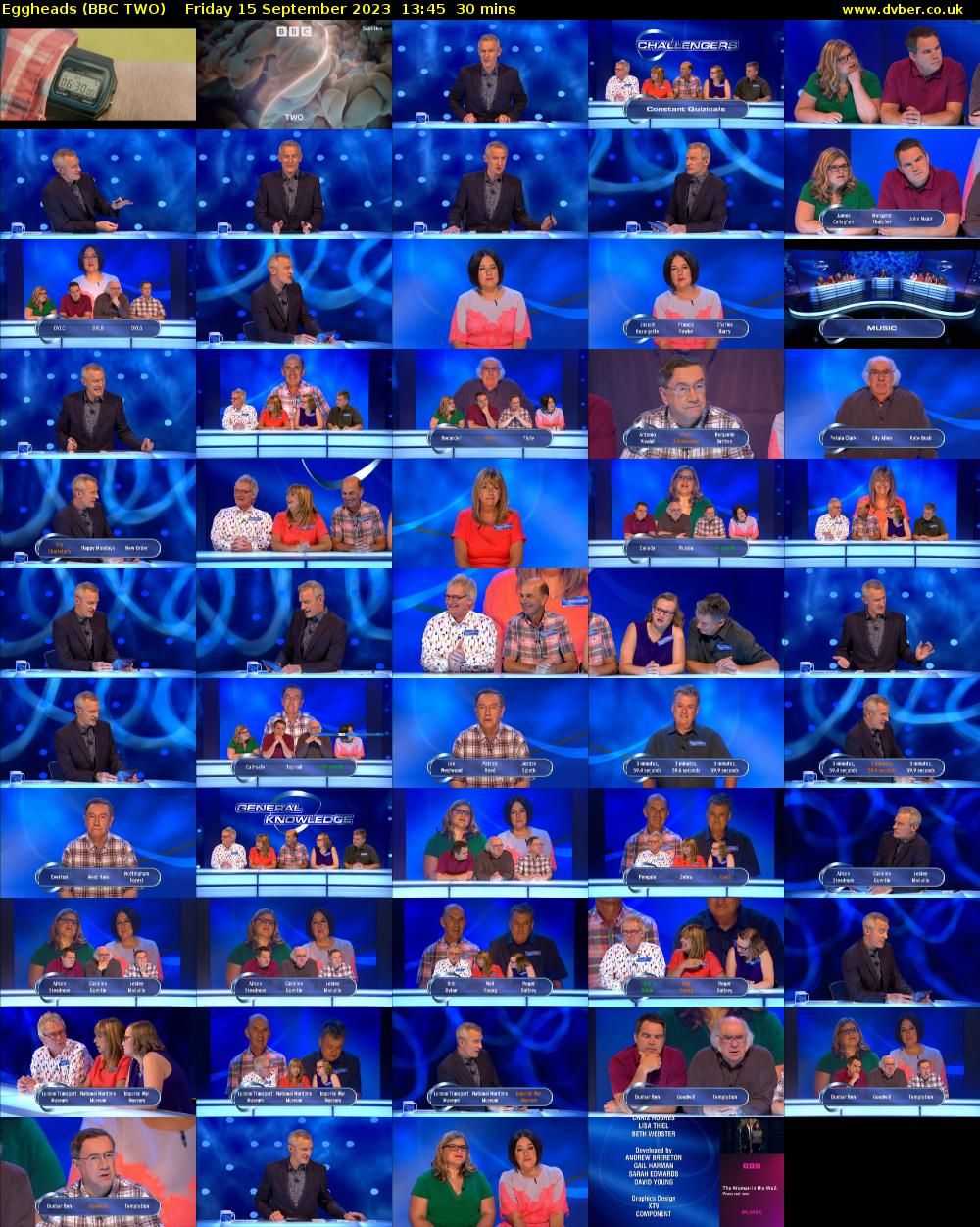 Eggheads (BBC TWO) Friday 15 September 2023 13:45 - 14:15