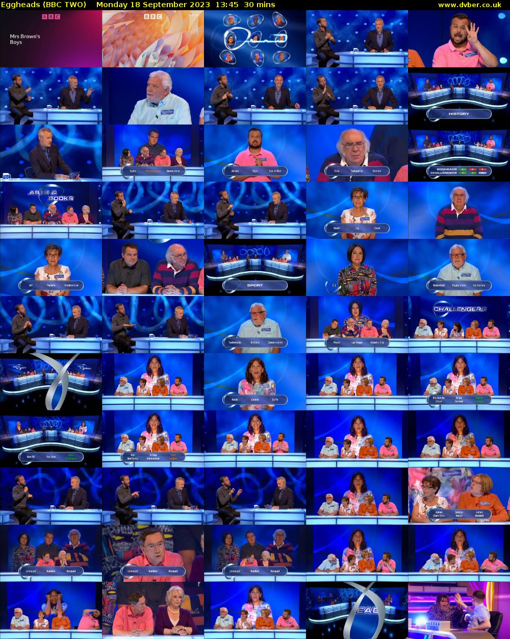 Eggheads (BBC TWO) Monday 18 September 2023 13:45 - 14:15