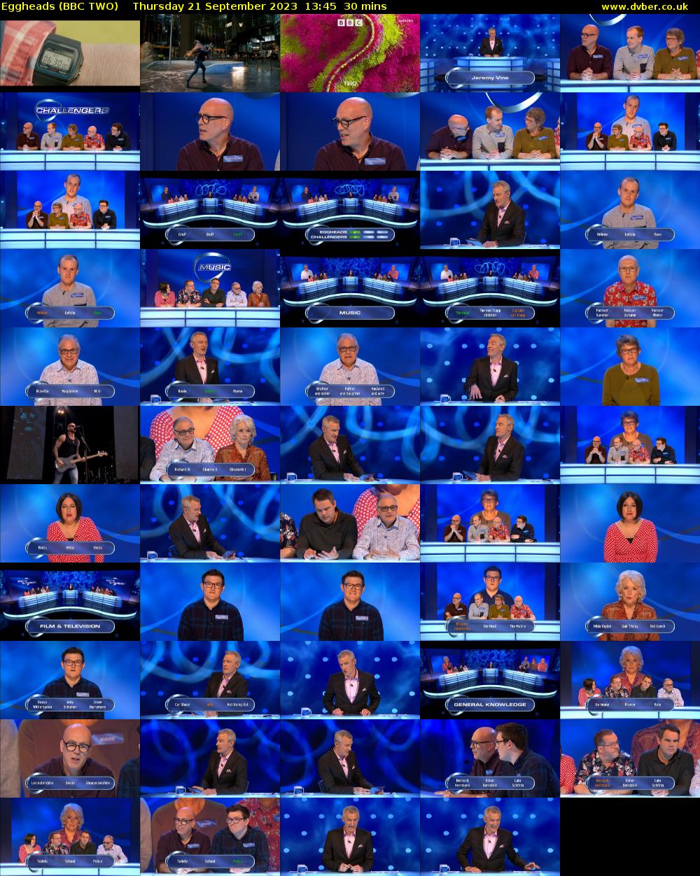 Eggheads (BBC TWO) Thursday 21 September 2023 13:45 - 14:15