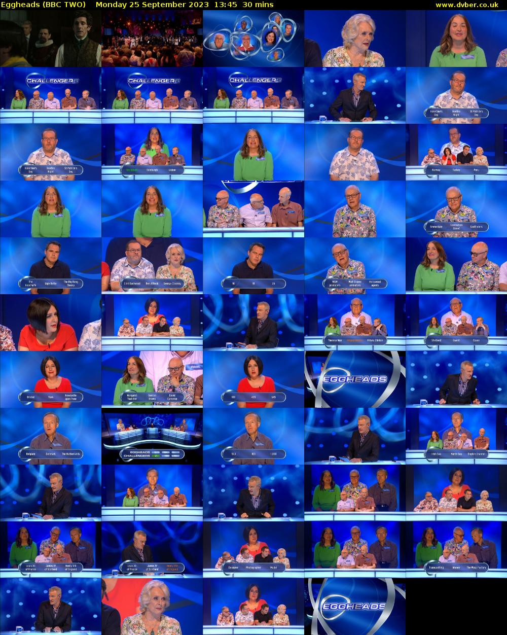 Eggheads (BBC TWO) Monday 25 September 2023 13:45 - 14:15