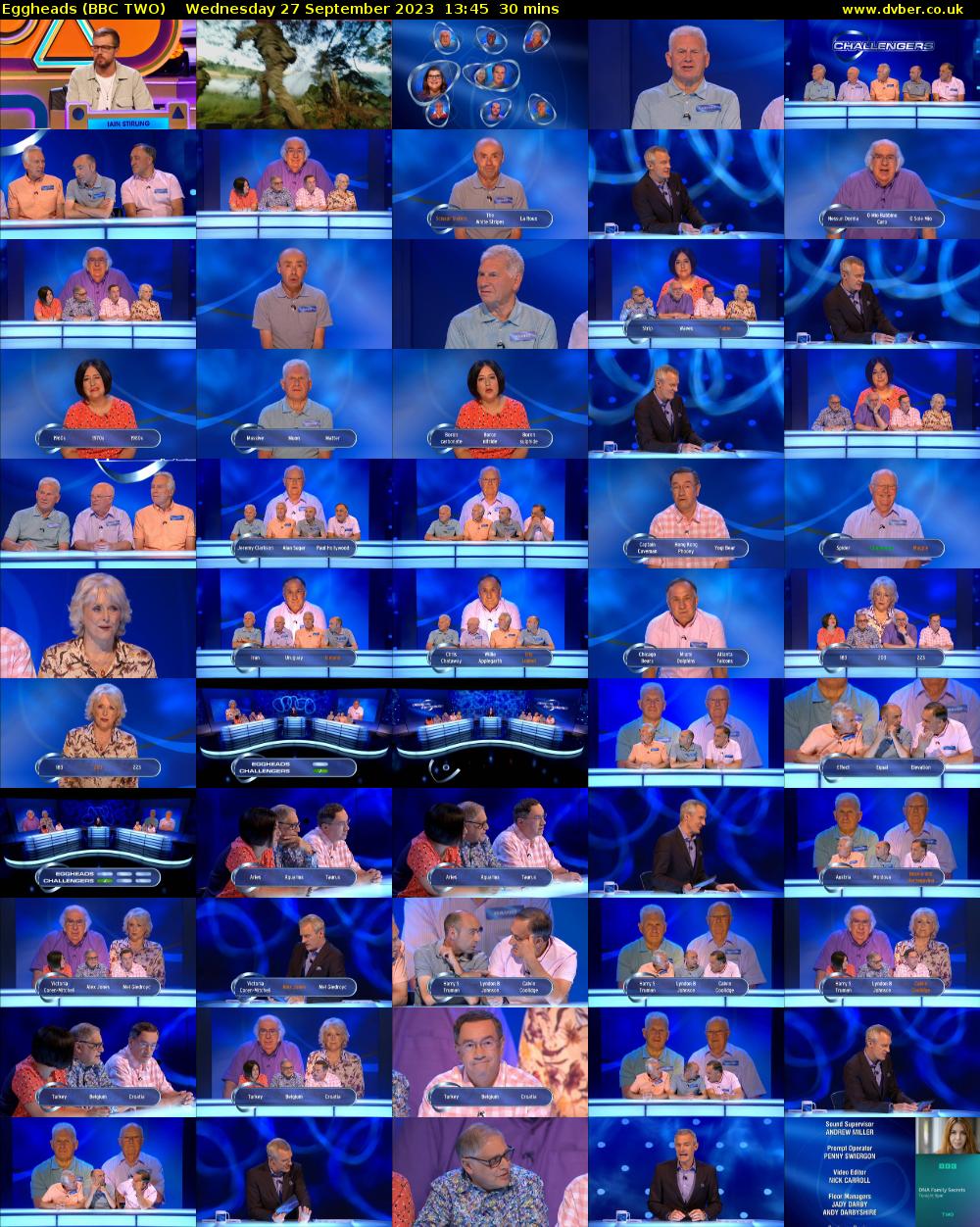 Eggheads (BBC TWO) Wednesday 27 September 2023 13:45 - 14:15