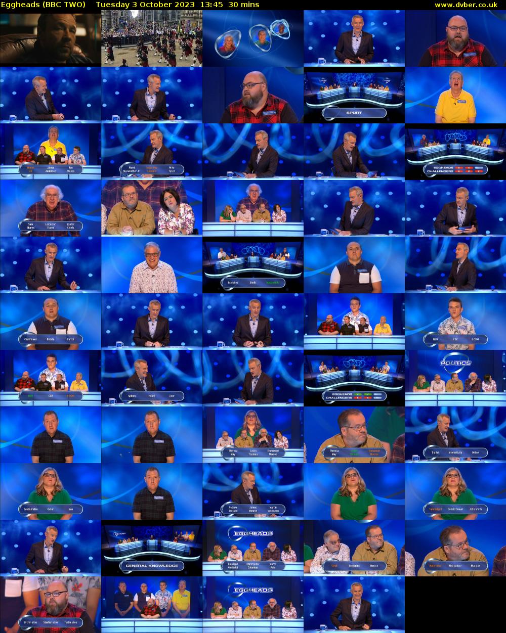Eggheads (BBC TWO) Tuesday 3 October 2023 13:45 - 14:15