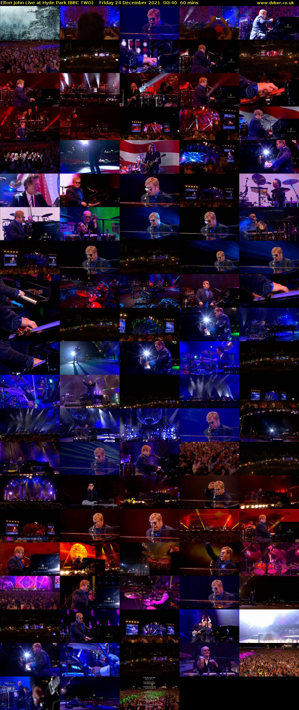 Elton John Live at Hyde Park (BBC TWO) Friday 24 December 2021 00:40 - 01:40