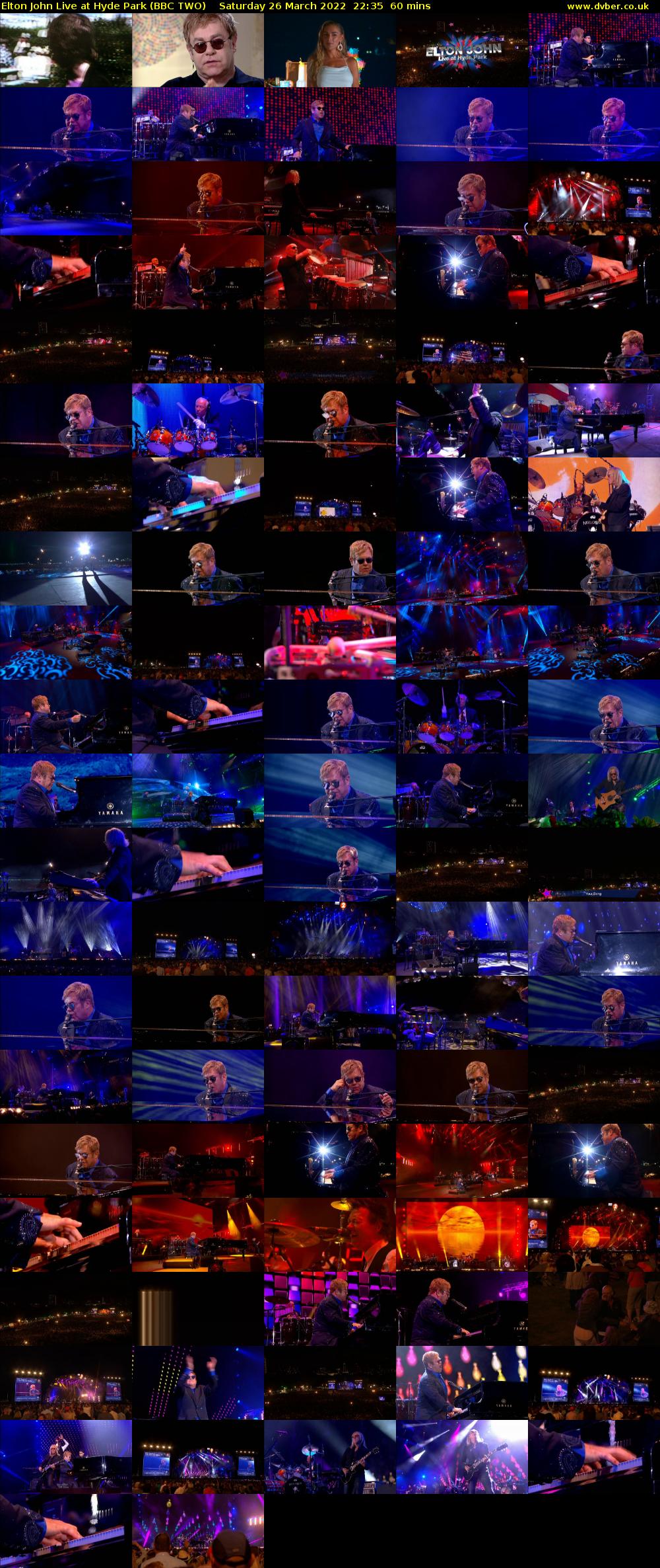 Elton John Live at Hyde Park (BBC TWO) Saturday 26 March 2022 22:35 - 23:35