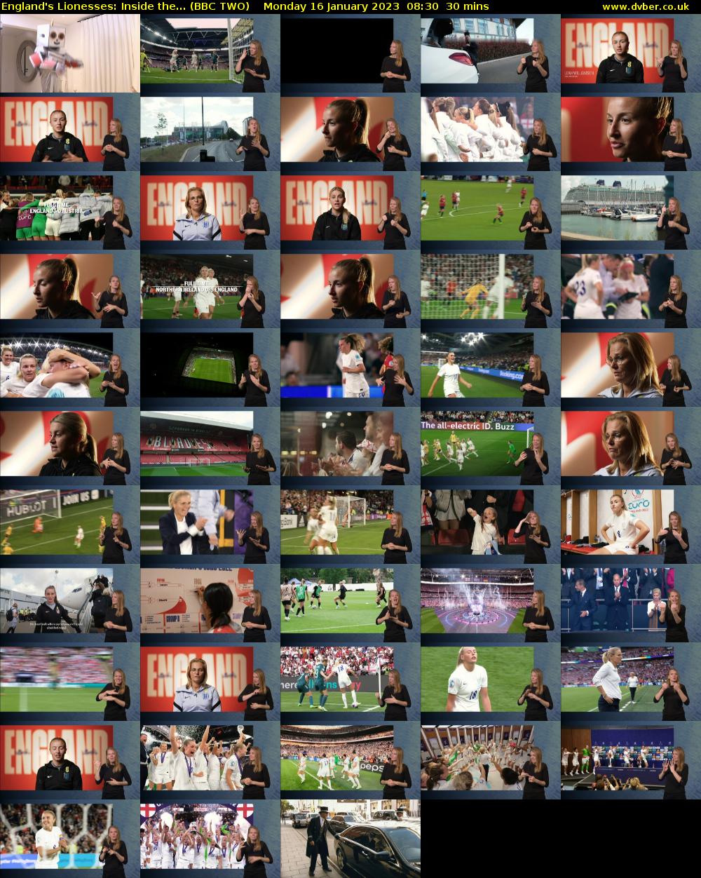 England's Lionesses: Inside the... (BBC TWO) Monday 16 January 2023 08:30 - 09:00
