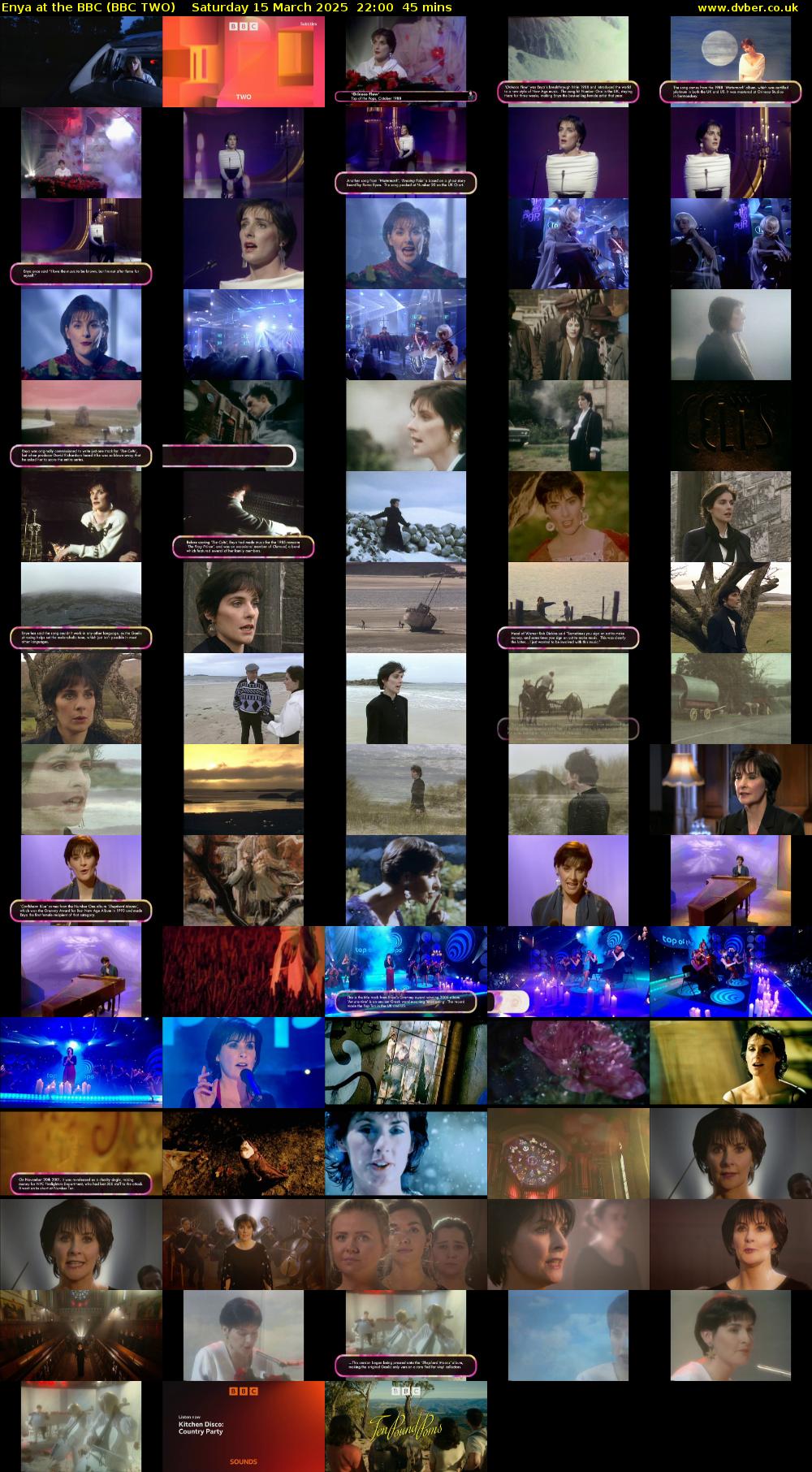 Enya at the BBC (BBC TWO) Saturday 15 March 2025 22:00 - 22:45