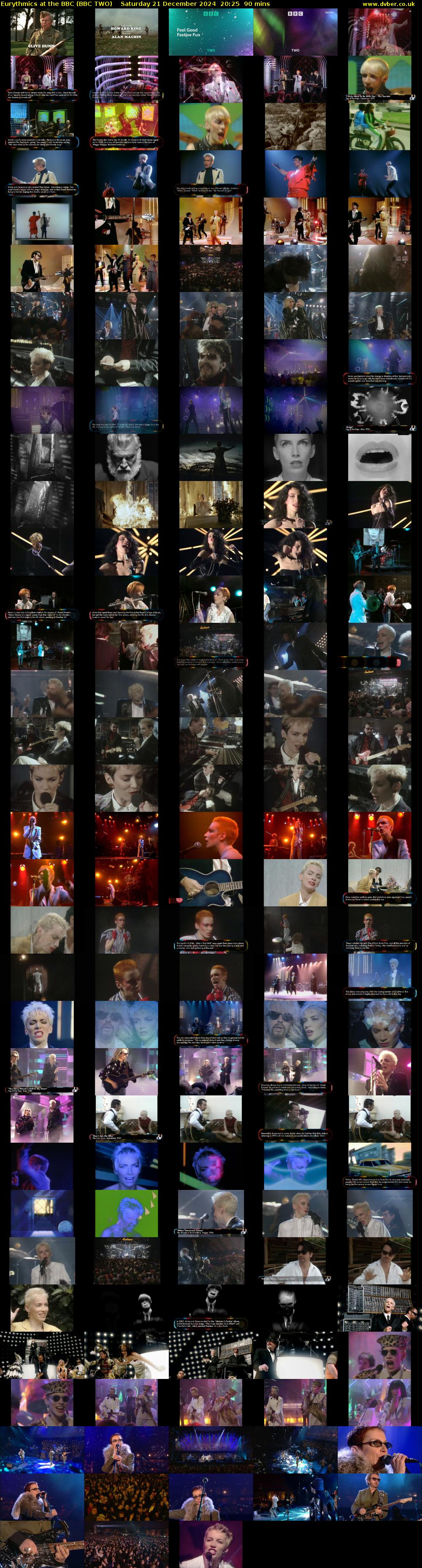 Eurythmics at the BBC (BBC TWO) Saturday 21 December 2024 20:25 - 21:55