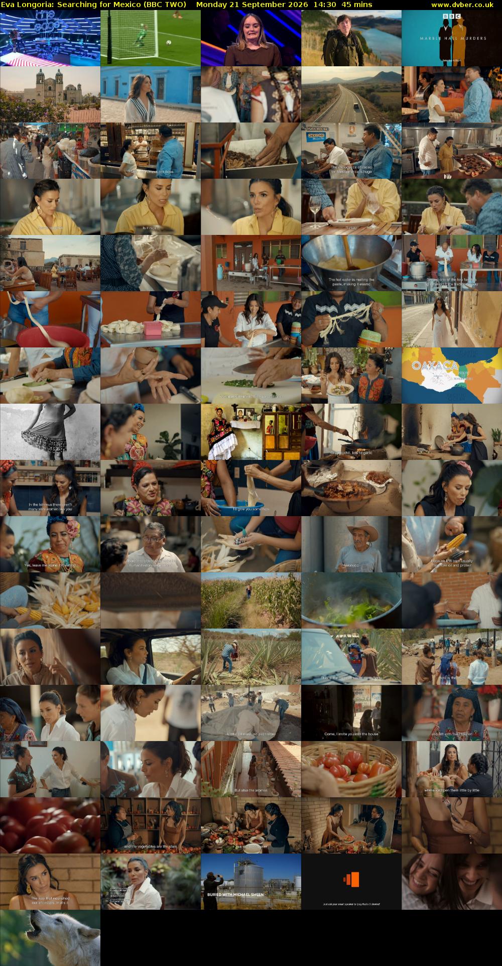 Eva Longoria: Searching for Mexico (BBC TWO) Monday 21 September 2026 14:30 - 15:15