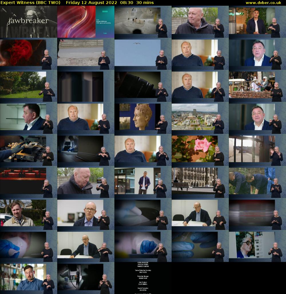 Expert Witness (BBC TWO) Friday 12 August 2022 08:30 - 09:00