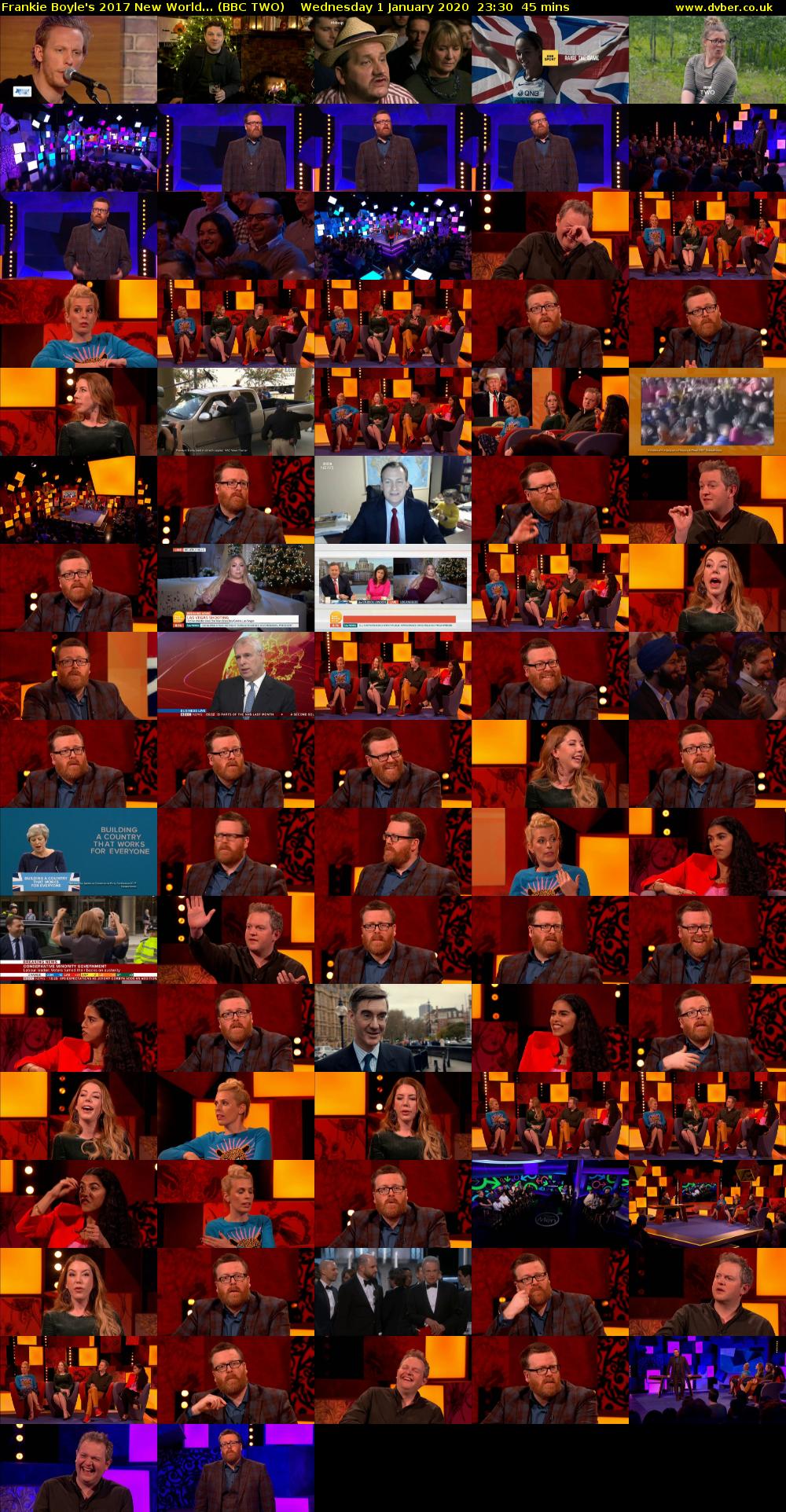 Frankie Boyle's 2017 New World... (BBC TWO) Wednesday 1 January 2020 23:30 - 00:15
