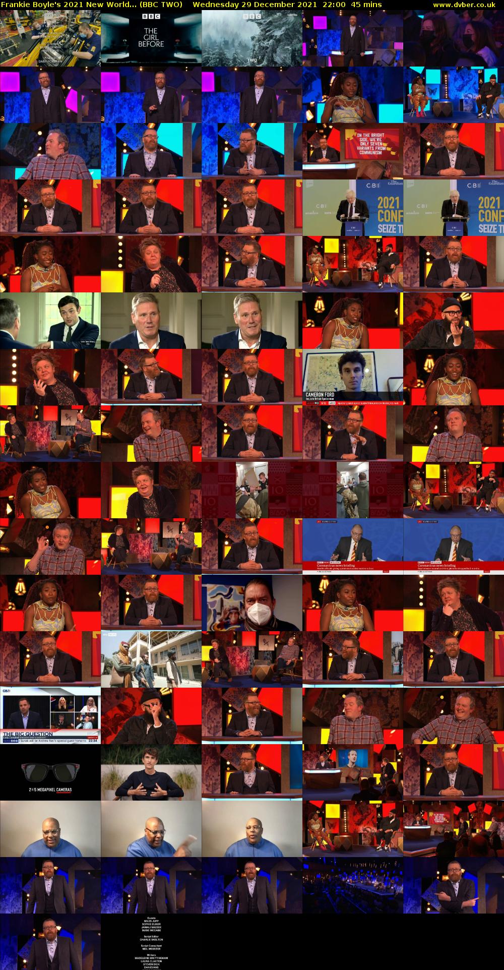 Frankie Boyle's 2021 New World... (BBC TWO) Wednesday 29 December 2021 22:00 - 22:45