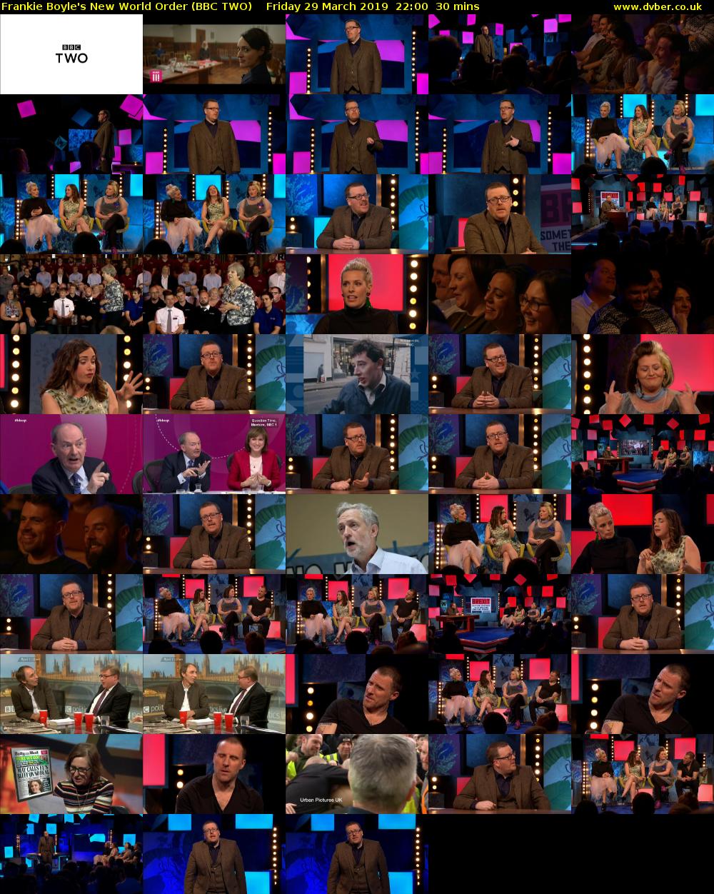 Frankie Boyle's New World Order (BBC TWO) Friday 29 March 2019 22:00 - 22:30