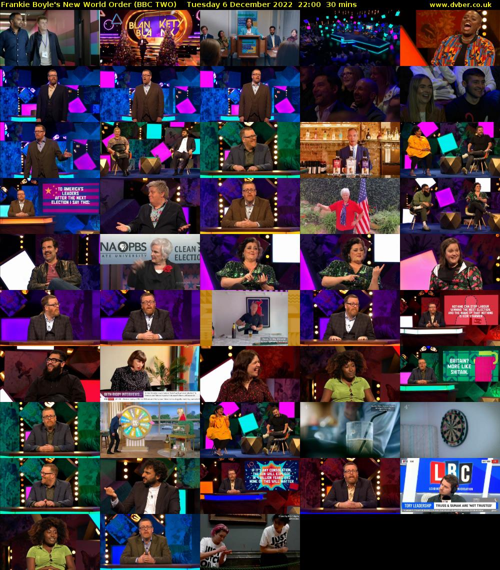 Frankie Boyle's New World Order (BBC TWO) Tuesday 6 December 2022 22:00 - 22:30