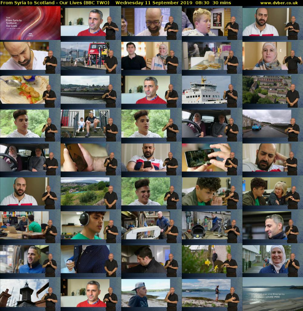 From Syria to Scotland - Our Lives (BBC TWO) Wednesday 11 September 2019 08:30 - 09:00