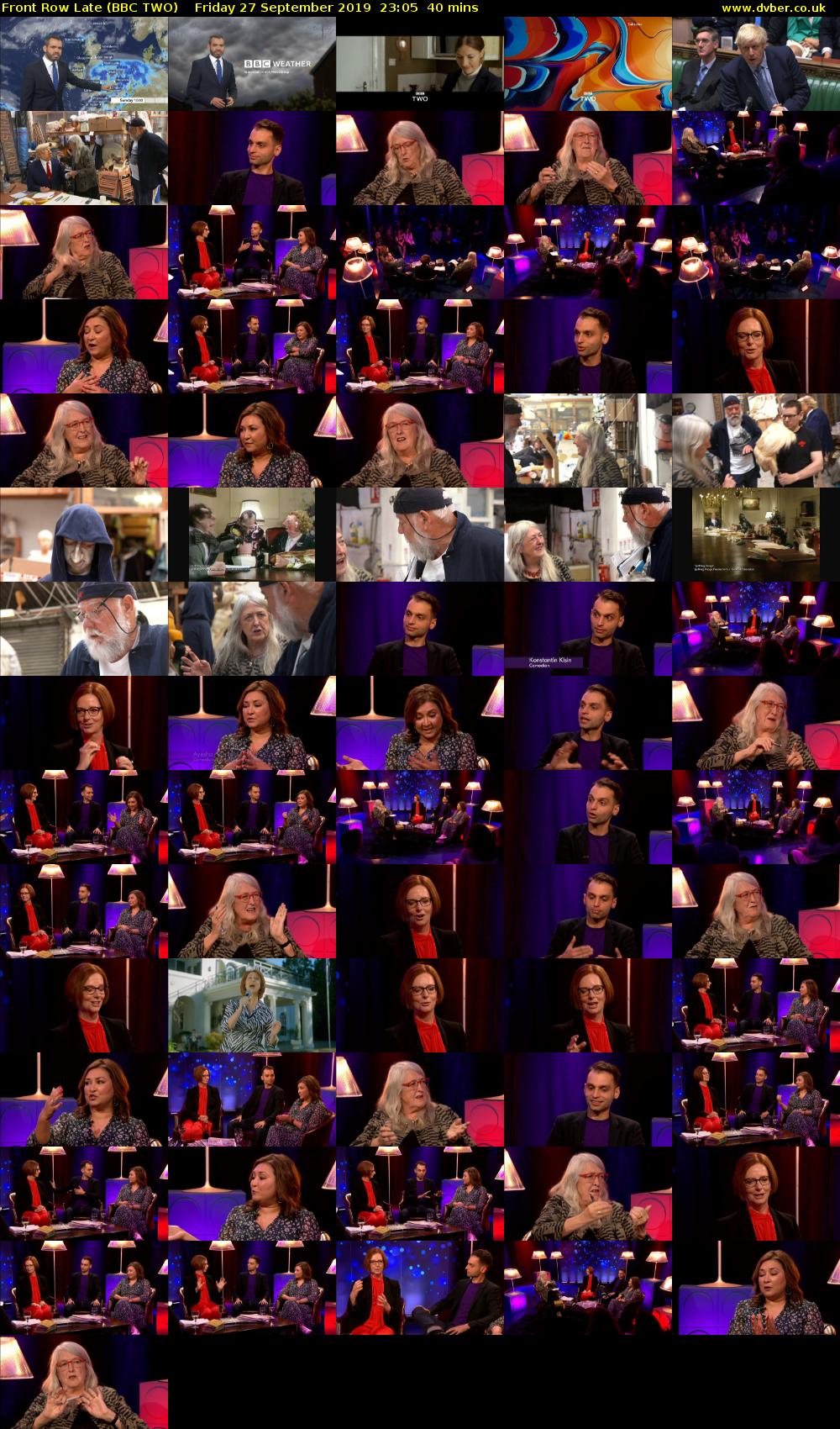 Front Row Late (BBC TWO) Friday 27 September 2019 23:05 - 23:45