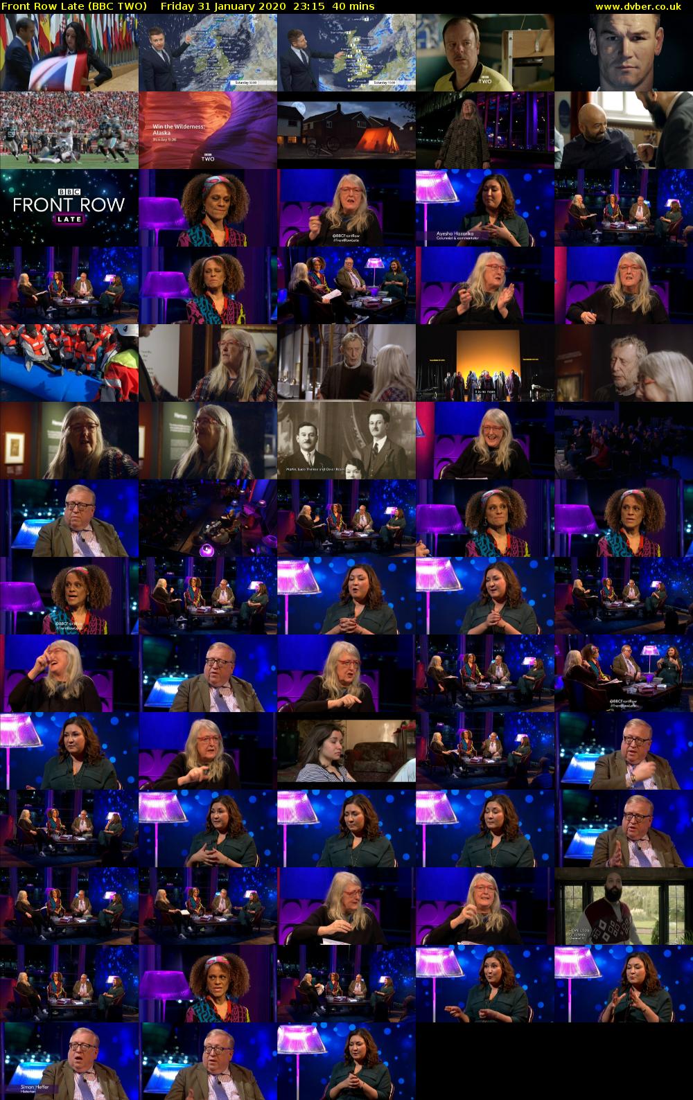 Front Row Late (BBC TWO) Friday 31 January 2020 23:15 - 23:55