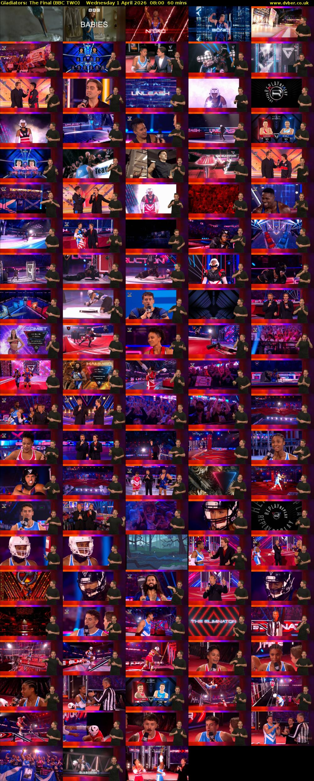 Gladiators: The Final (BBC TWO) Wednesday 1 April 2026 08:00 - 09:00