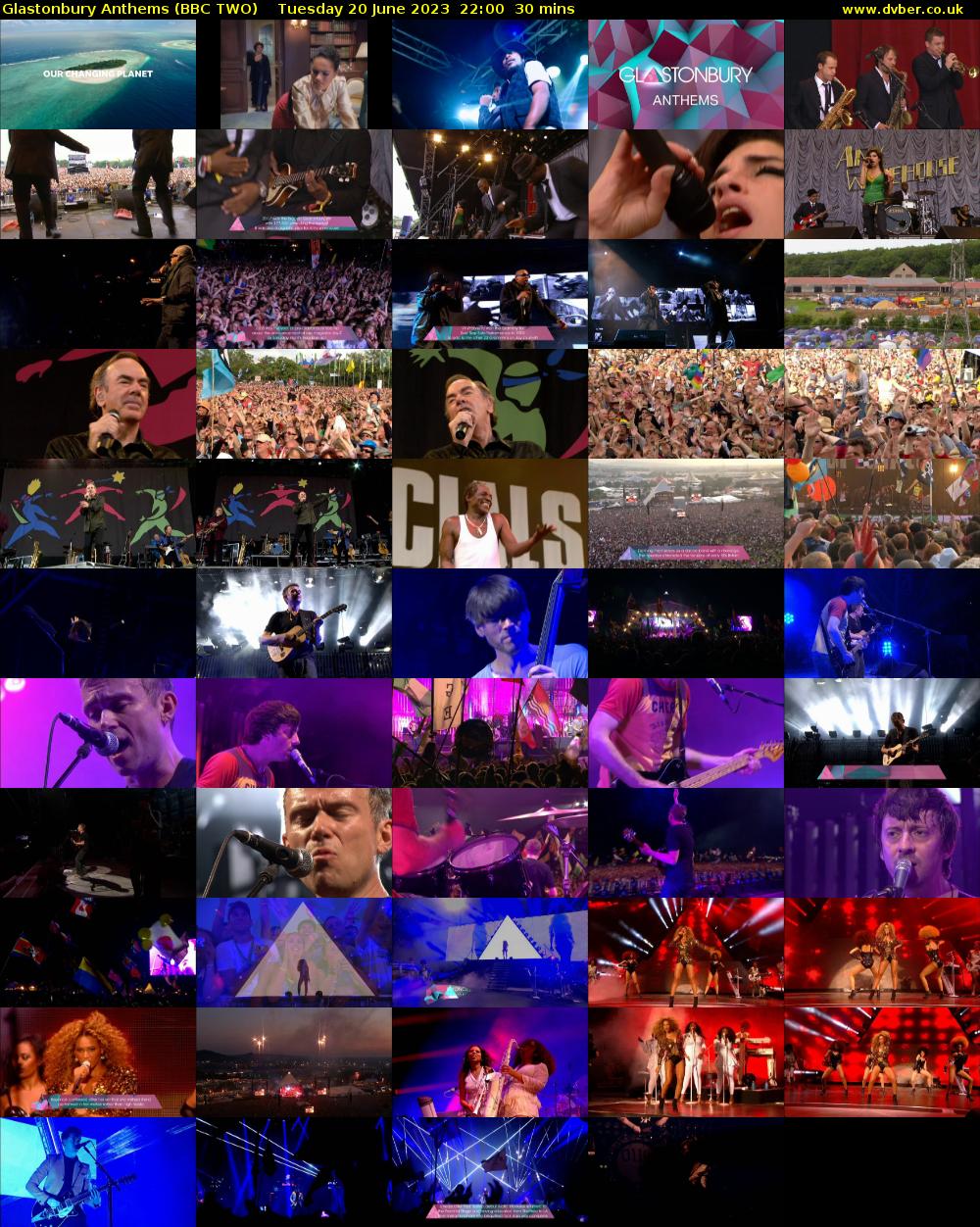 Glastonbury Anthems (BBC TWO) Tuesday 20 June 2023 22:00 - 22:30
