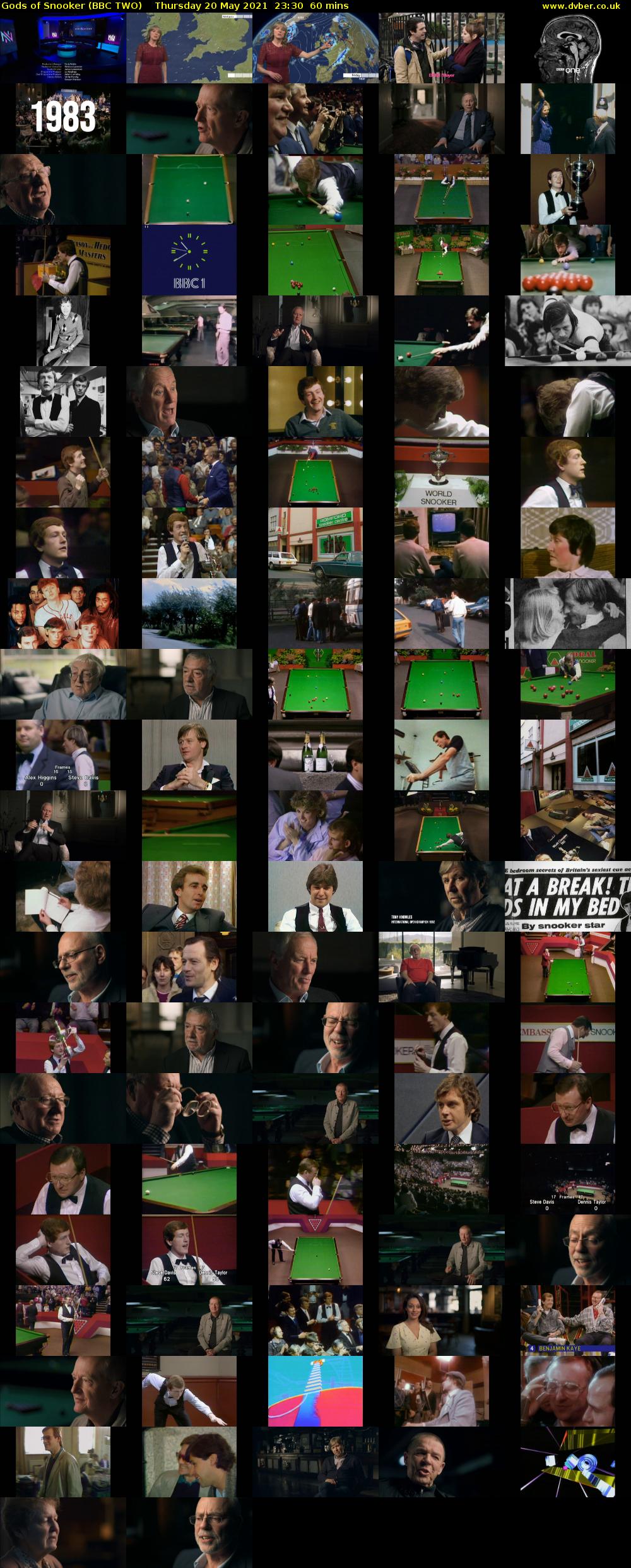 Gods of Snooker (BBC TWO) Thursday 20 May 2021 23:30 - 00:30