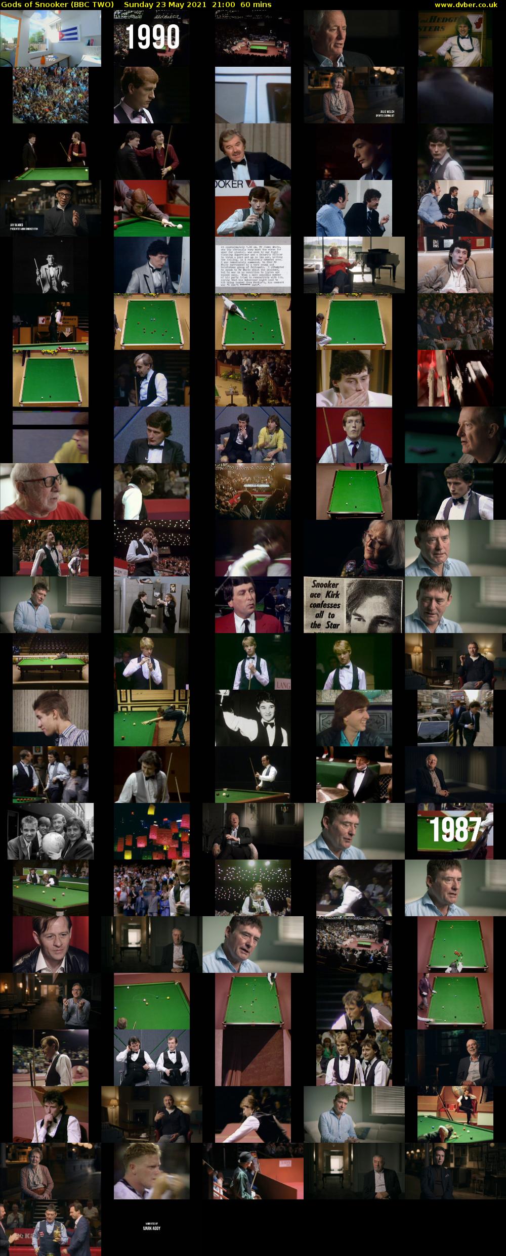 Gods of Snooker (BBC TWO) Sunday 23 May 2021 21:00 - 22:00