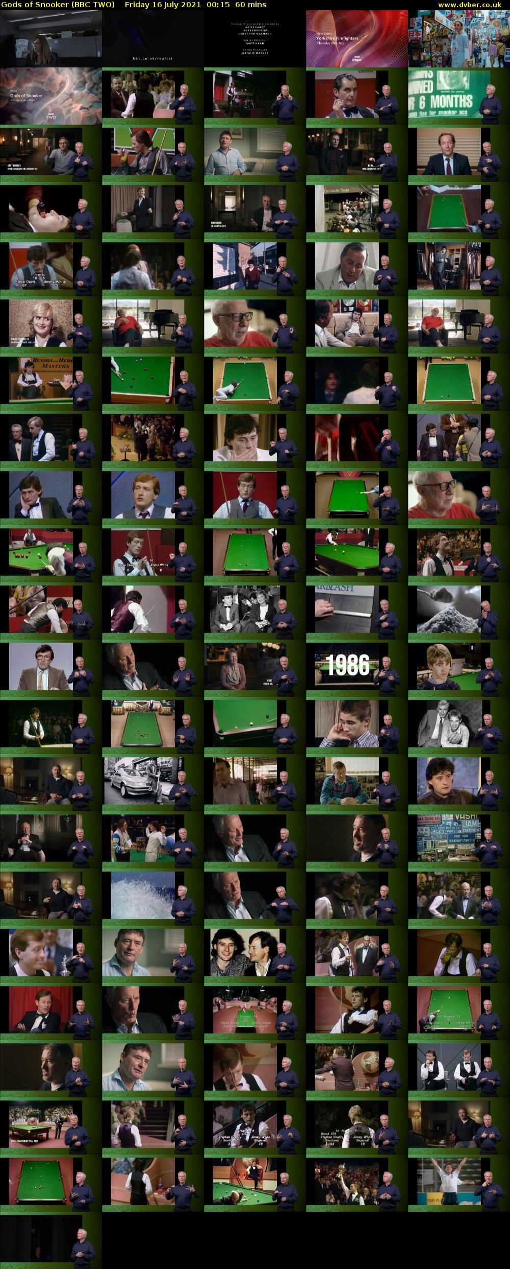 Gods of Snooker (BBC TWO) Friday 16 July 2021 00:15 - 01:15