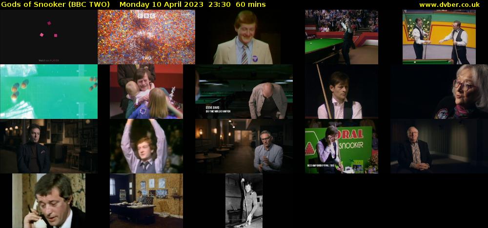 Gods of Snooker (BBC TWO) Monday 10 April 2023 23:30 - 00:30