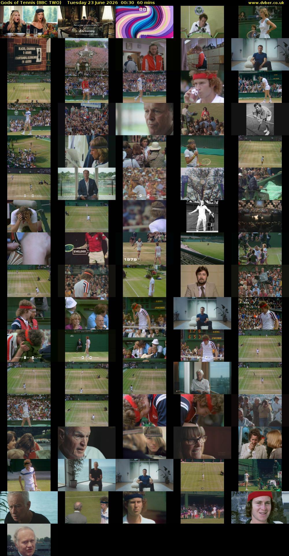 Gods of Tennis (BBC TWO) Tuesday 23 June 2026 00:30 - 01:30