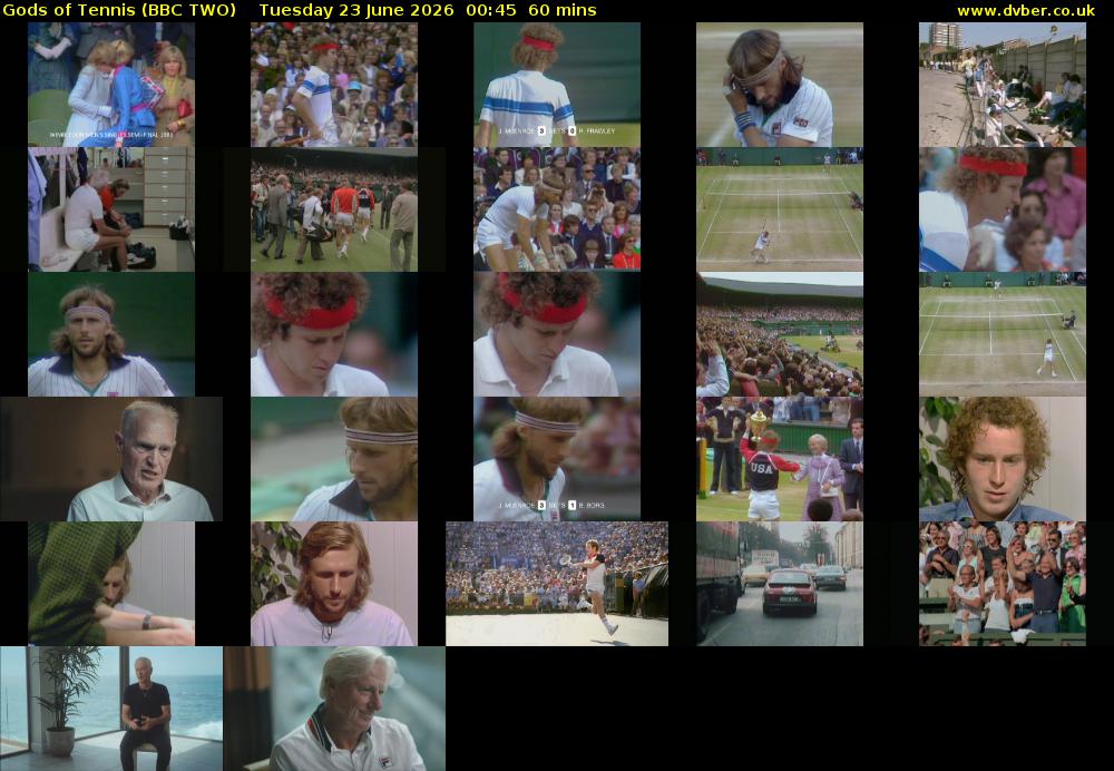Gods of Tennis (BBC TWO) Tuesday 23 June 2026 00:45 - 01:45
