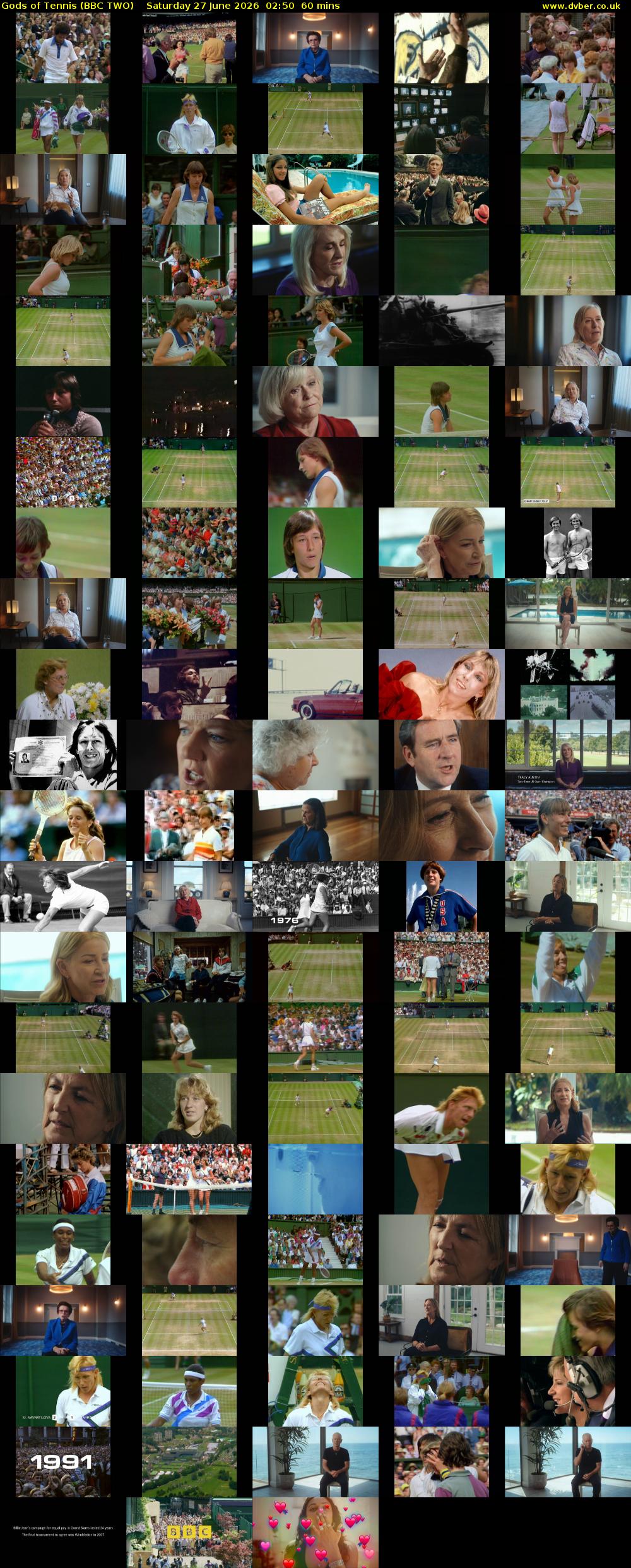 Gods of Tennis (BBC TWO) Saturday 27 June 2026 02:50 - 03:50