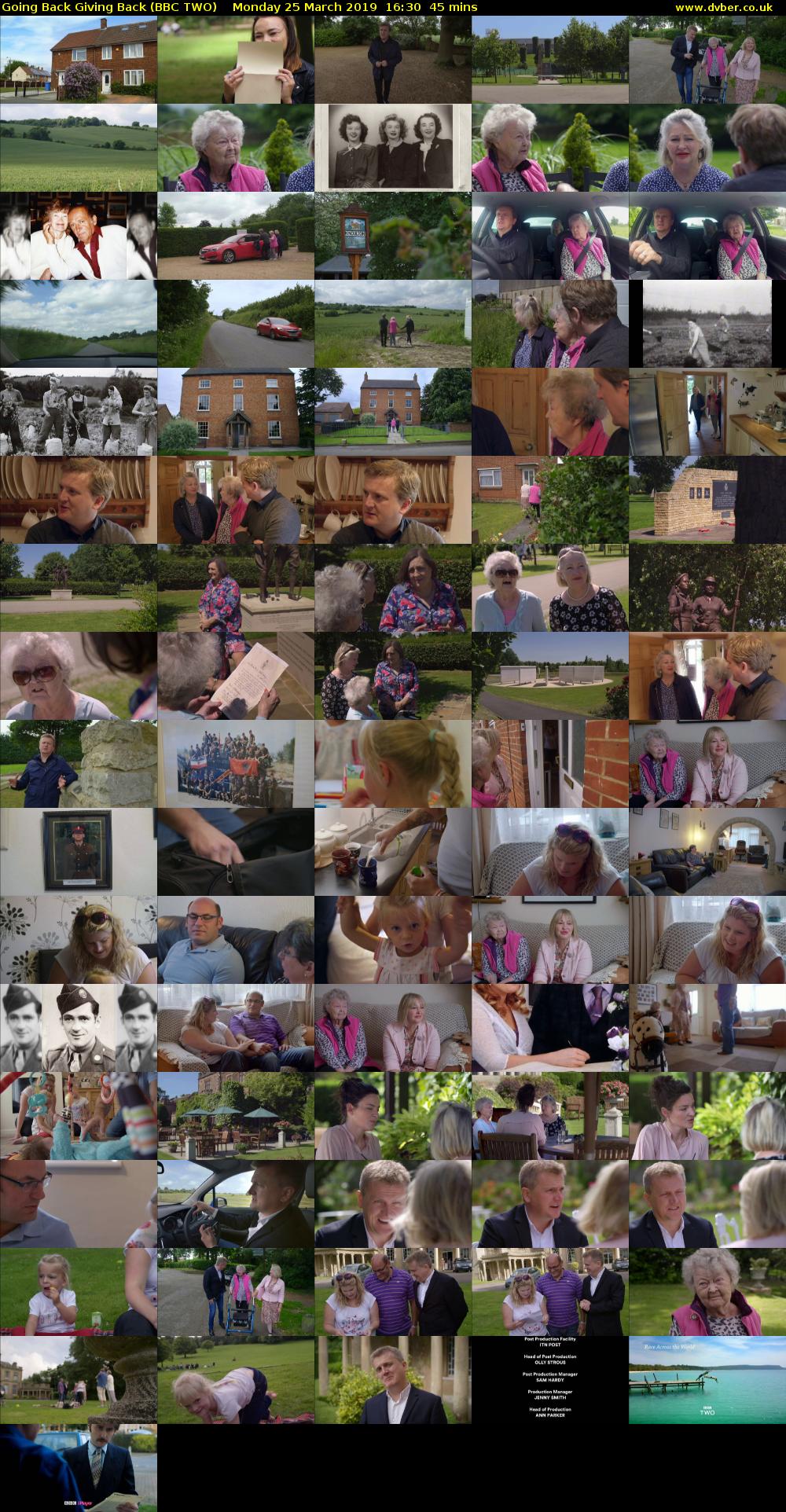 Going Back Giving Back (BBC TWO) Monday 25 March 2019 16:30 - 17:15