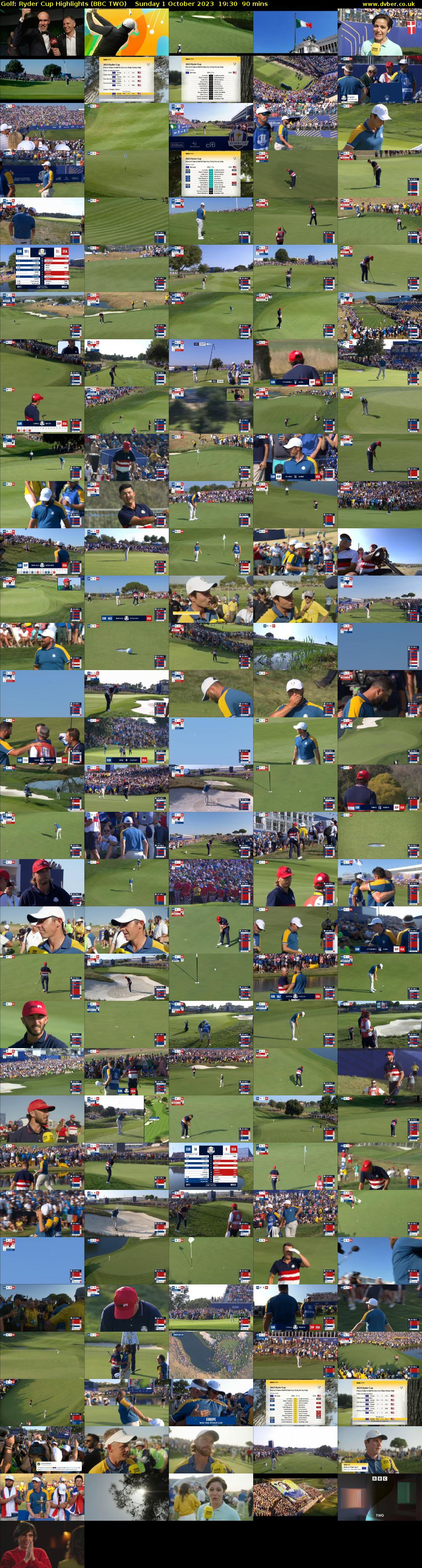 Golf: Ryder Cup Highlights (BBC TWO) Sunday 1 October 2023 19:30 - 21:00