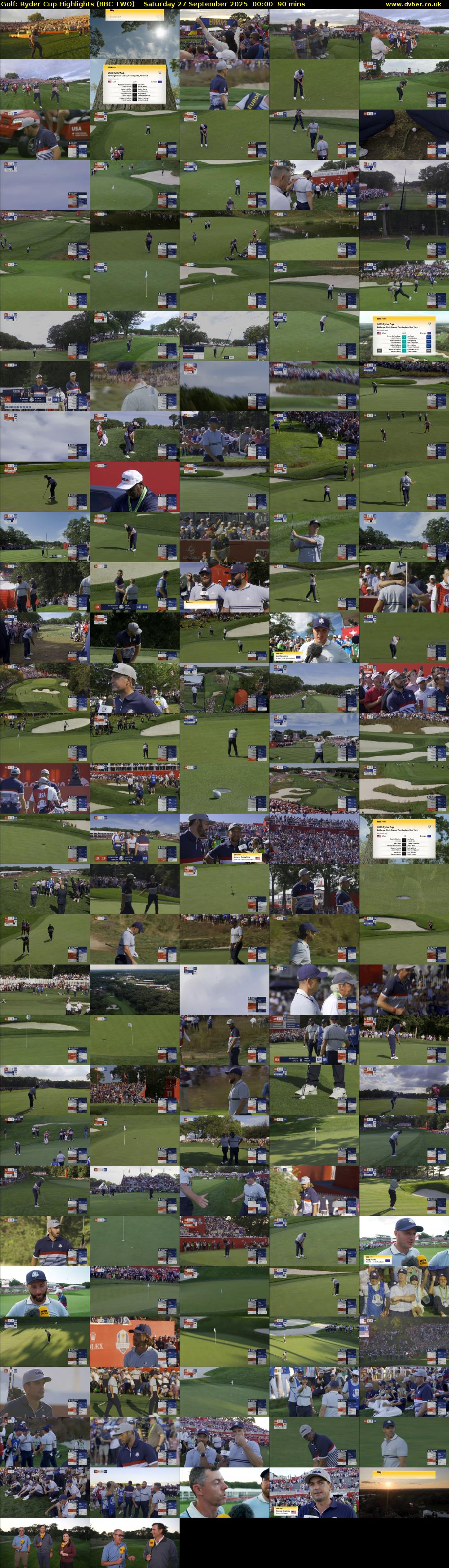 Golf: Ryder Cup Highlights (BBC TWO) Saturday 27 September 2025 00:00 - 01:30