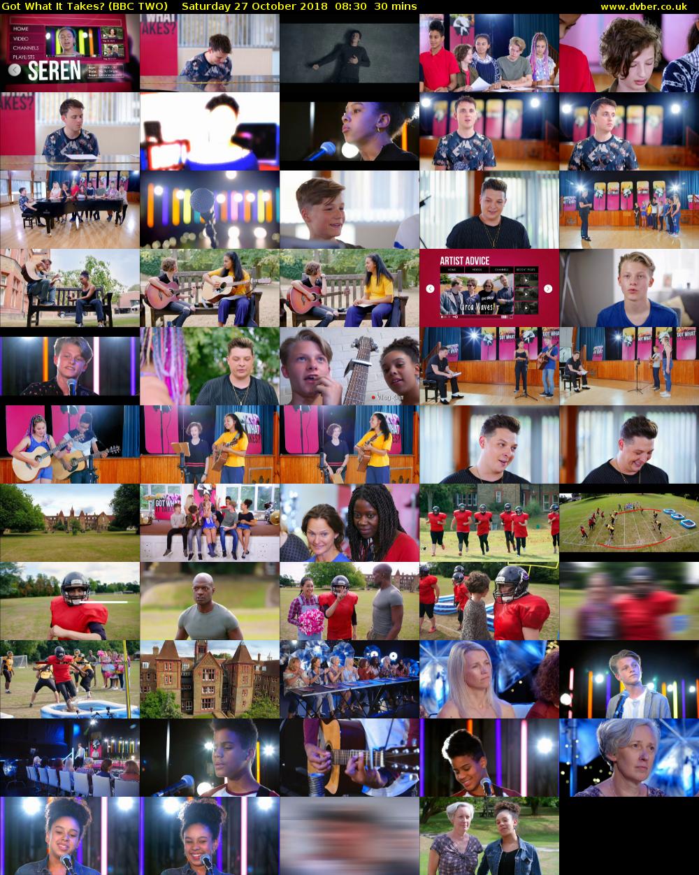 Got What It Takes? (BBC TWO) Saturday 27 October 2018 08:30 - 09:00