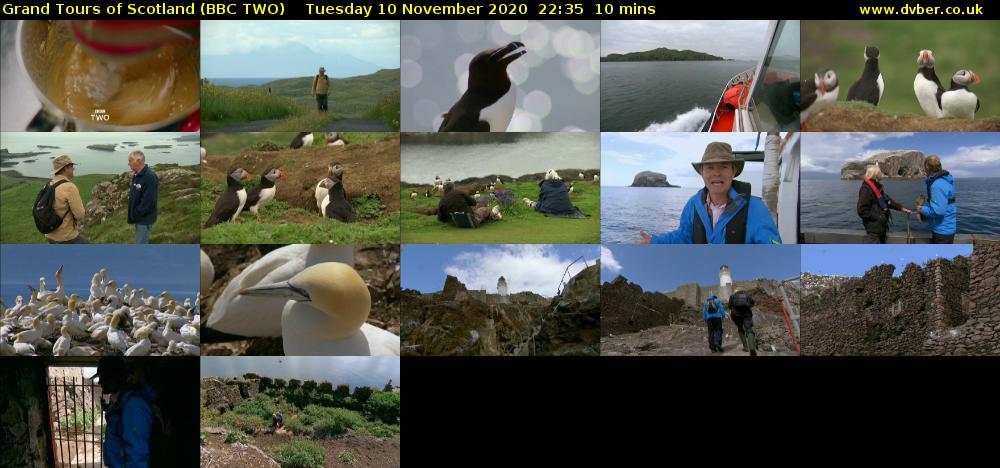 Grand Tours of Scotland (BBC TWO) Tuesday 10 November 2020 22:35 - 22:45