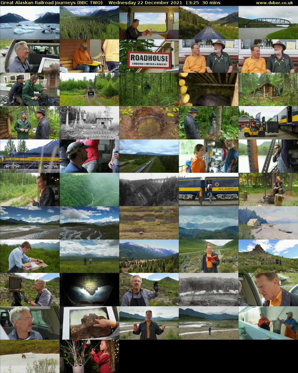 Great Alaskan Railroad Journeys (BBC TWO) Wednesday 22 December 2021 13:25 - 13:55