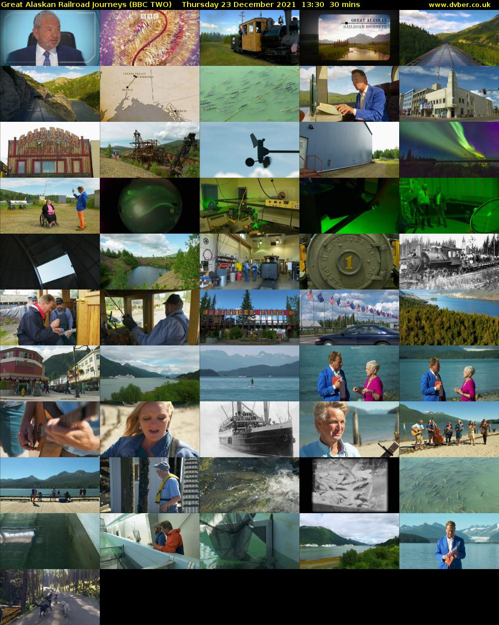 Great Alaskan Railroad Journeys (BBC TWO) Thursday 23 December 2021 13:30 - 14:00