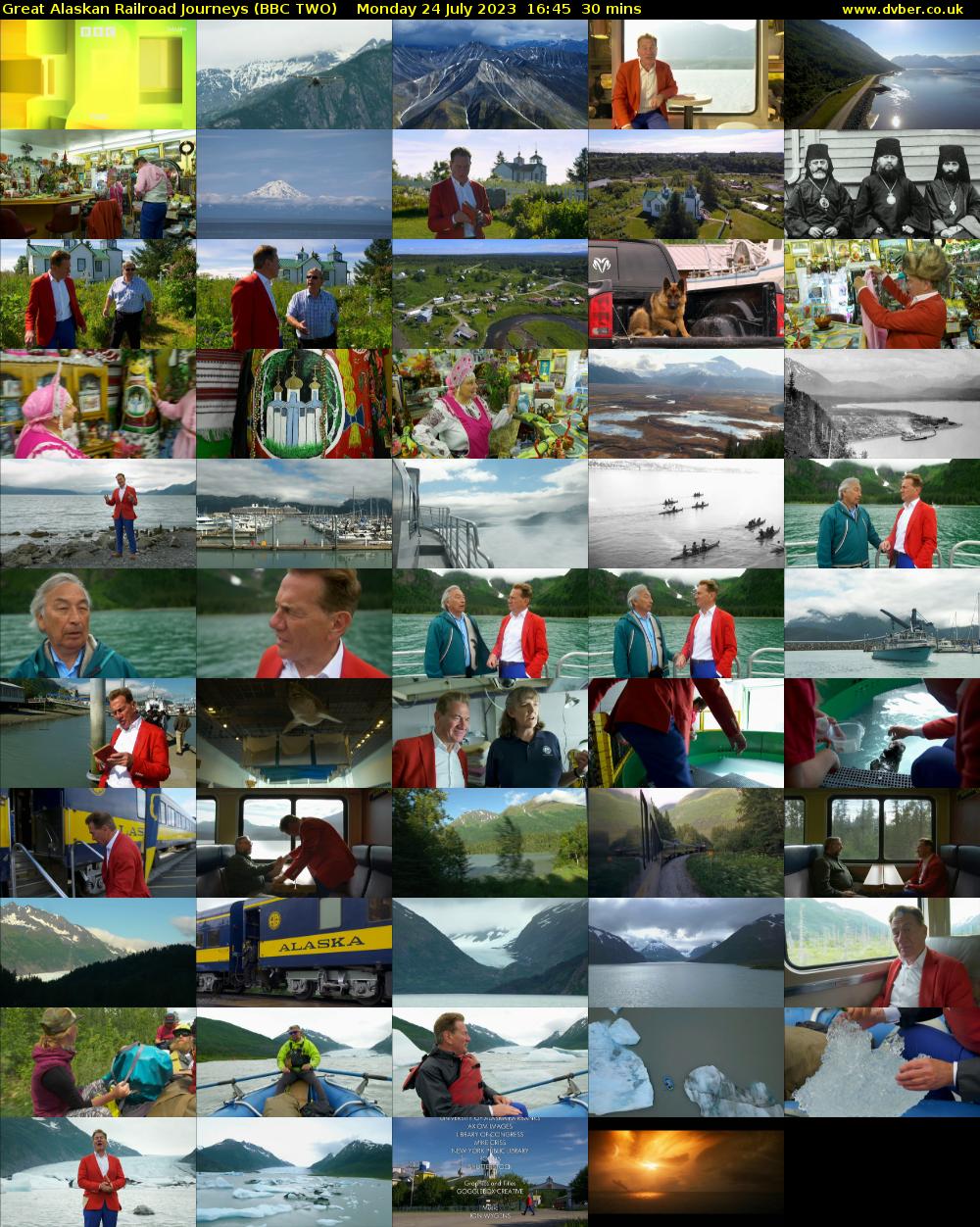 Great Alaskan Railroad Journeys (BBC TWO) Monday 24 July 2023 16:45 - 17:15