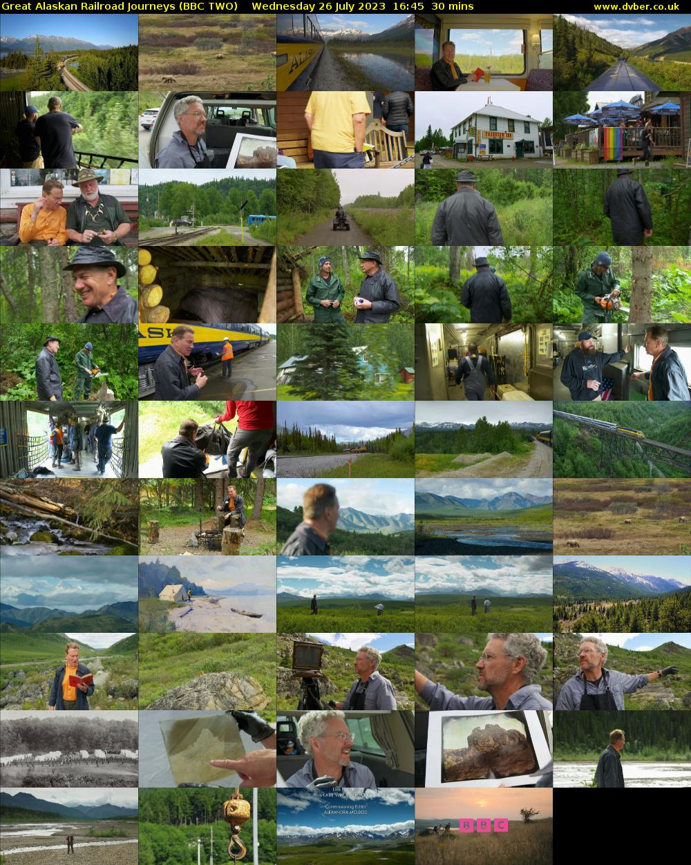 Great Alaskan Railroad Journeys (BBC TWO) Wednesday 26 July 2023 16:45 - 17:15