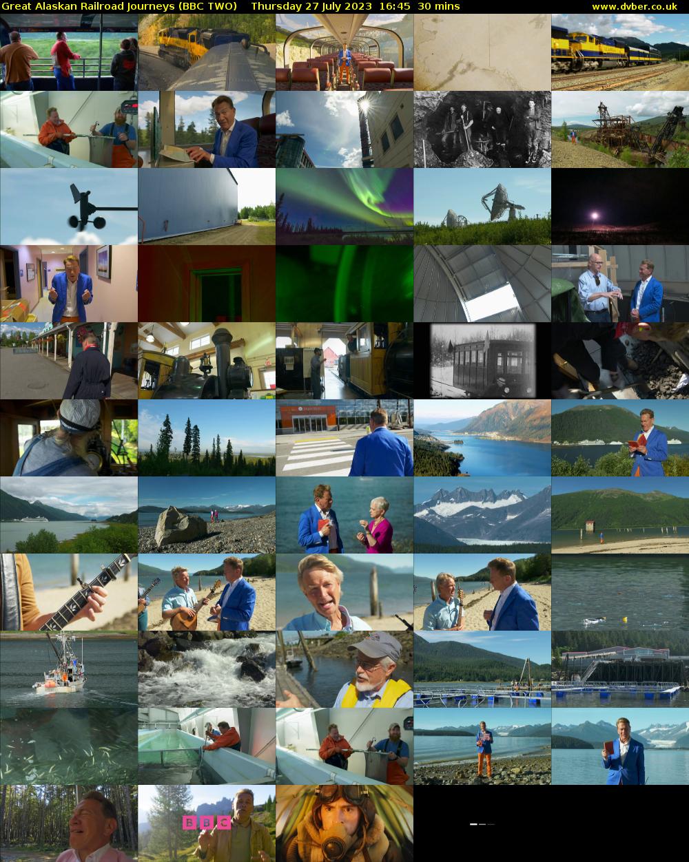 Great Alaskan Railroad Journeys (BBC TWO) Thursday 27 July 2023 16:45 - 17:15