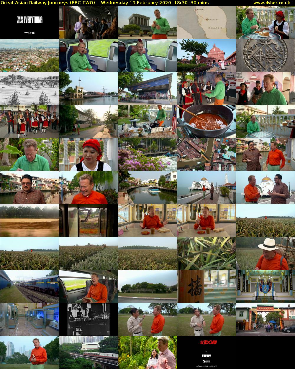 Great Asian Railway Journeys (BBC TWO) Wednesday 19 February 2020 18:30 - 19:00