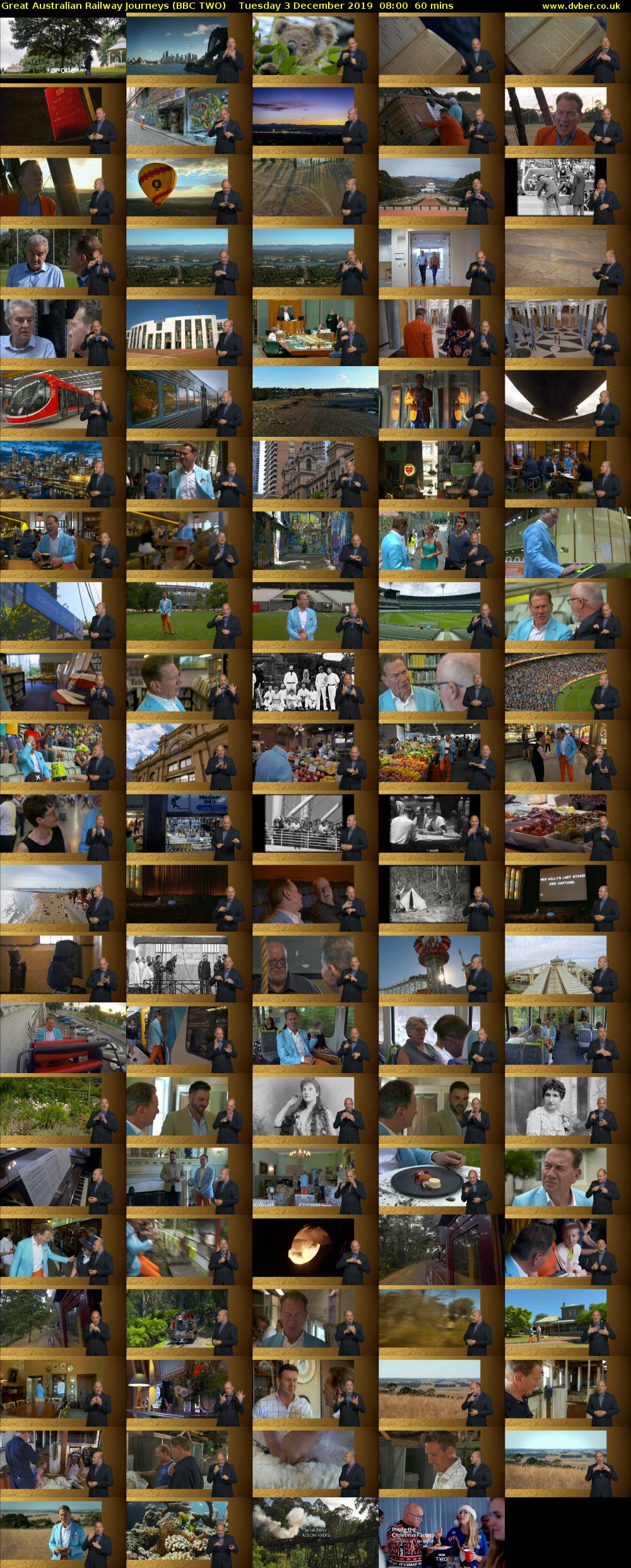 Great Australian Railway Journeys (BBC TWO) Tuesday 3 December 2019 08:00 - 09:00