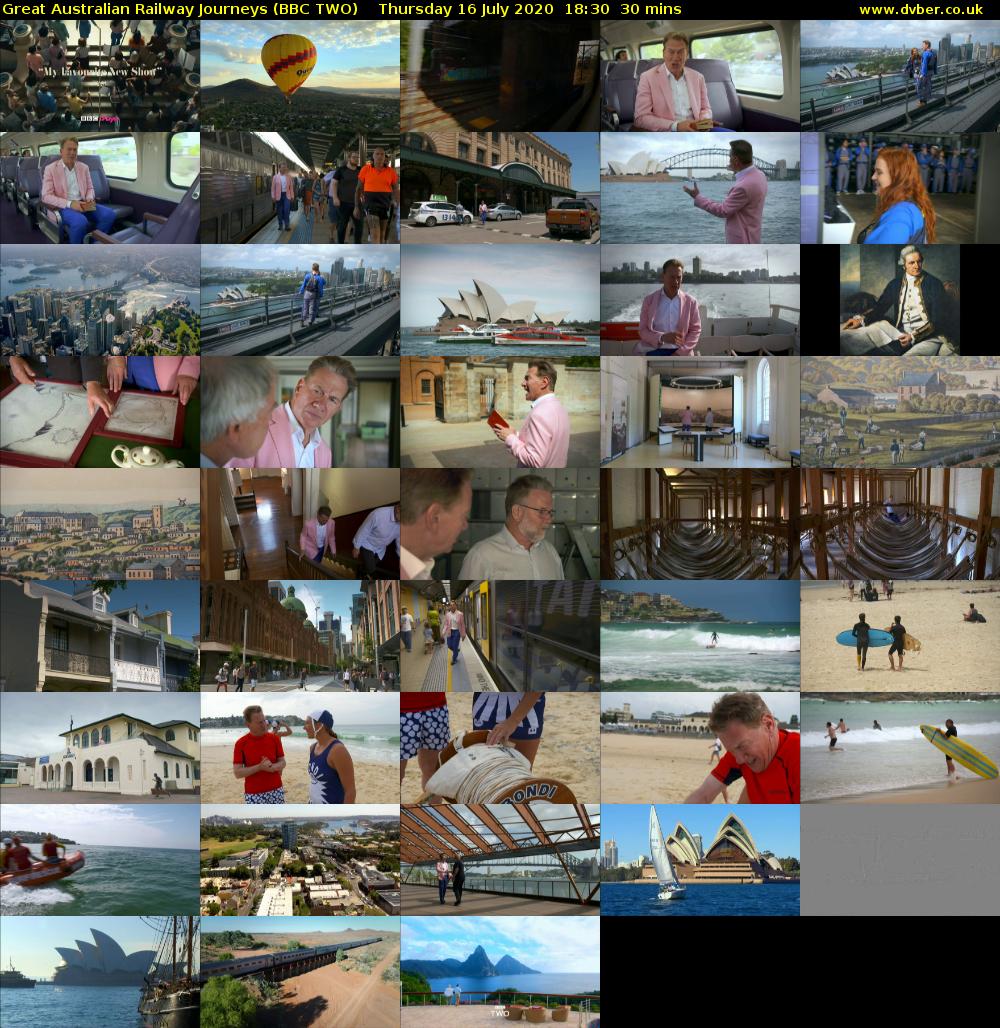 Great Australian Railway Journeys (BBC TWO) Thursday 16 July 2020 18:30 - 19:00