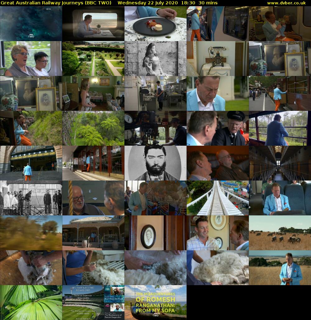 Great Australian Railway Journeys (BBC TWO) Wednesday 22 July 2020 18:30 - 19:00