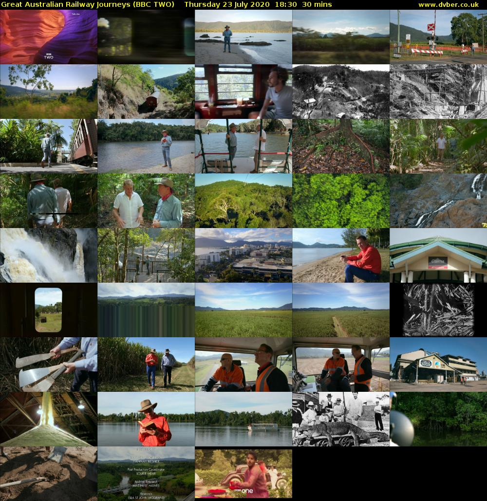 Great Australian Railway Journeys (BBC TWO) Thursday 23 July 2020 18:30 - 19:00