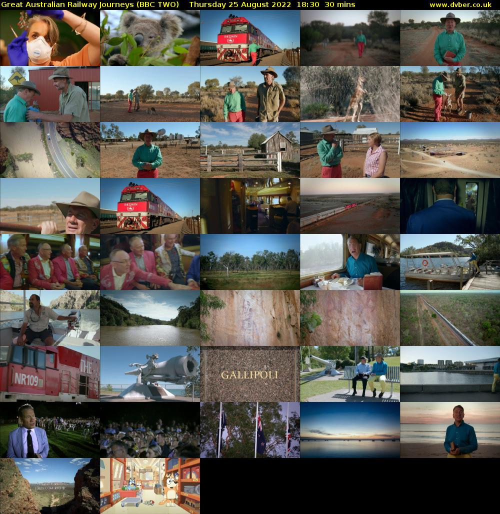 Great Australian Railway Journeys (BBC TWO) Thursday 25 August 2022 18:30 - 19:00