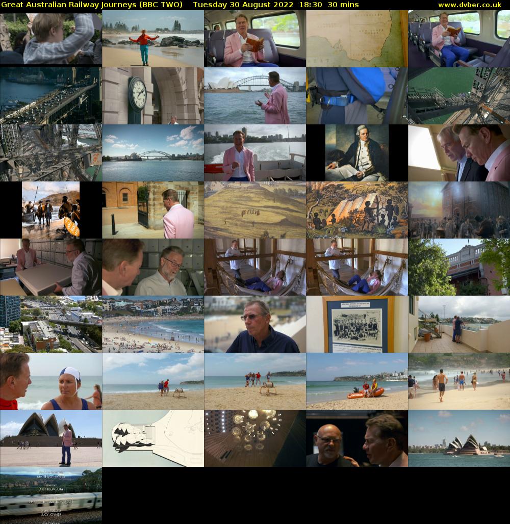 Great Australian Railway Journeys (BBC TWO) Tuesday 30 August 2022 18:30 - 19:00