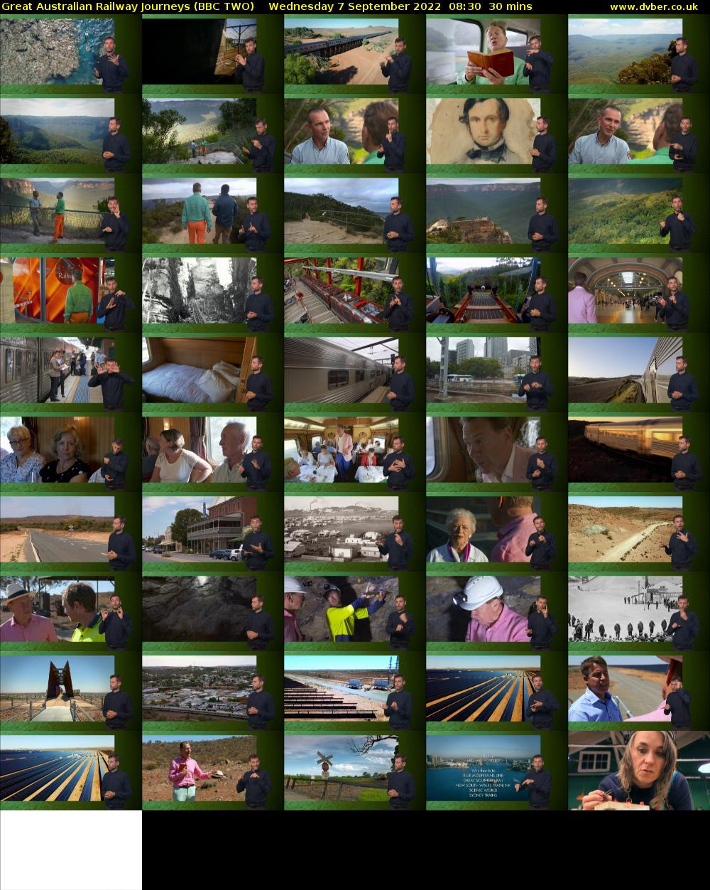 Great Australian Railway Journeys (BBC TWO) Wednesday 7 September 2022 08:30 - 09:00