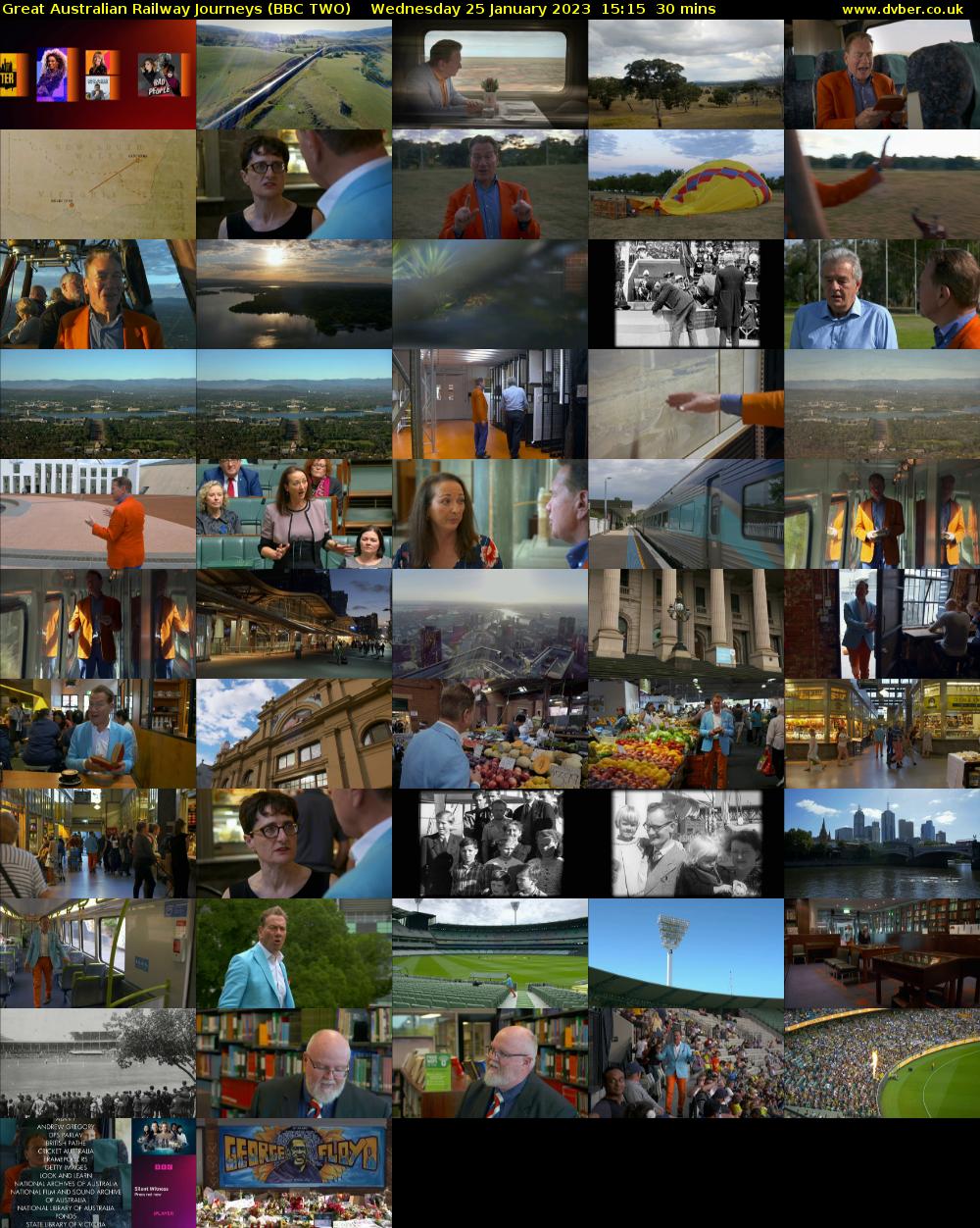 Great Australian Railway Journeys (BBC TWO) Wednesday 25 January 2023 15:15 - 15:45