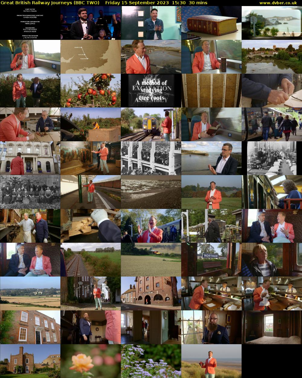 Great British Railway Journeys (BBC TWO) Friday 15 September 2023 15:30 - 16:00