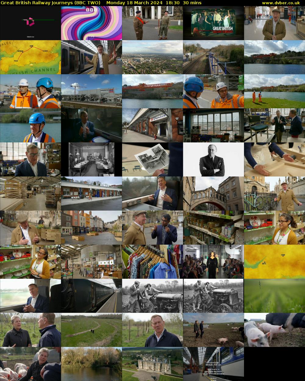 Great British Railway Journeys (BBC TWO) Monday 18 March 2024 18:30 - 19:00